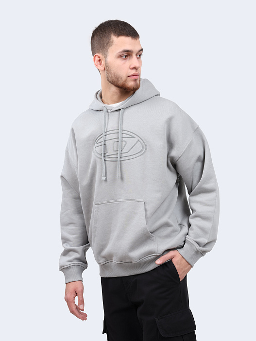 Худи Diesel A037910JYYJ9DU серое мужское из хлопка — купить в интернет-магазине Verdistore