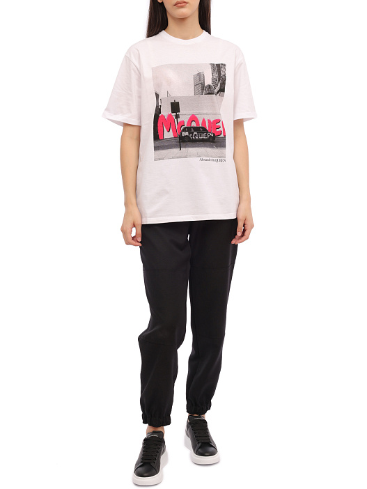 Брюки Alexander McQueen 678056-QSU63 1000 черные женские — купить в интернет-магазине Verdistore
