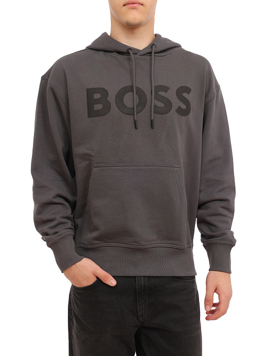 Толстовка Boss 50487134 022 темно-серая мужская с логотипом — купить в интернет-магазине Verdistore