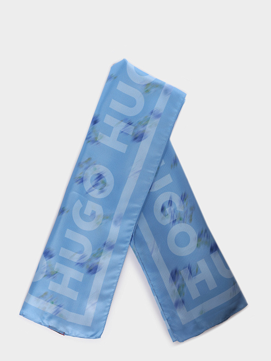 Платок Hugo Auraize женский синий с логотипом — купить в интернет-магазине Verdistore