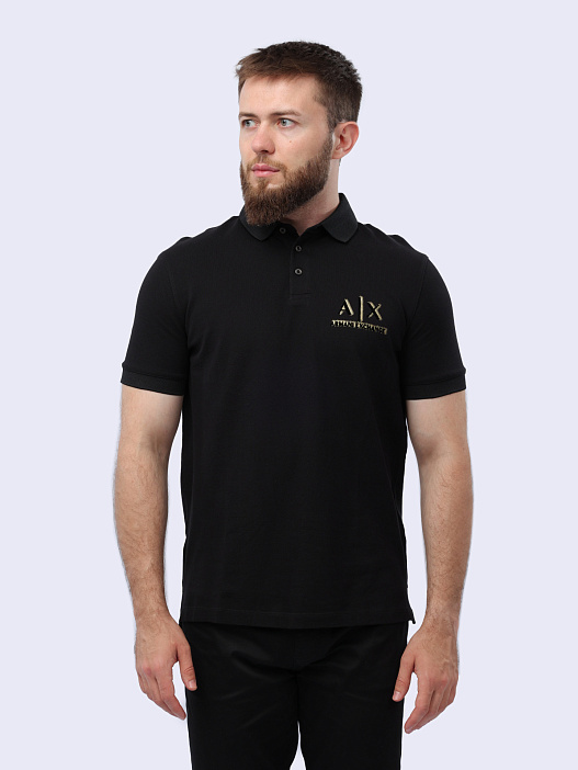 Поло Armani Exchange 8NZFSB ZJM5Z 1200 черное мужское из хлопка — купить в интернет-магазине Verdistore