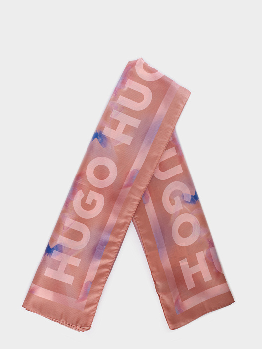 Платок Hugo Auraize бежевый женский с логотипом — купить в интернет-магазине Verdistore