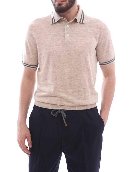 Поло Brunello Cucinelli M2L18305 CL432 бежевое мужское — купить в интернет-магазине Verdistore