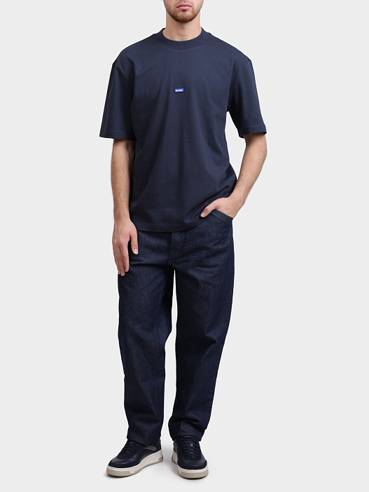 Футболка HUGO BLUE Nieros 10257318 01 50509991 415 мужская хлопковая с патчем-логотипом — купить в интернет-магазине Verdistore