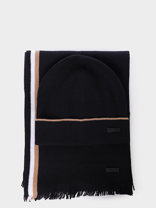 Комплект шапка и шарф Boss Henzo_SET 10274333 01 50551072 001 черный мужской — купить в интернет-магазине Verdistore